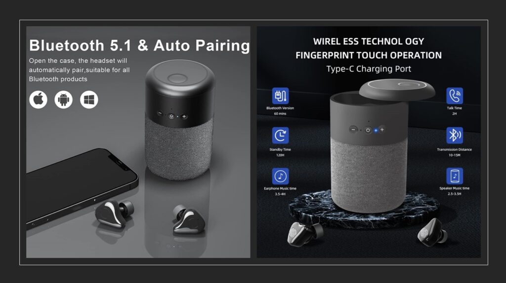 Loa Bluetooth Quà Tặng 2in1 - Tích Hợp Tai Nghe TWS, In Logo Theo Yêu Cầu
