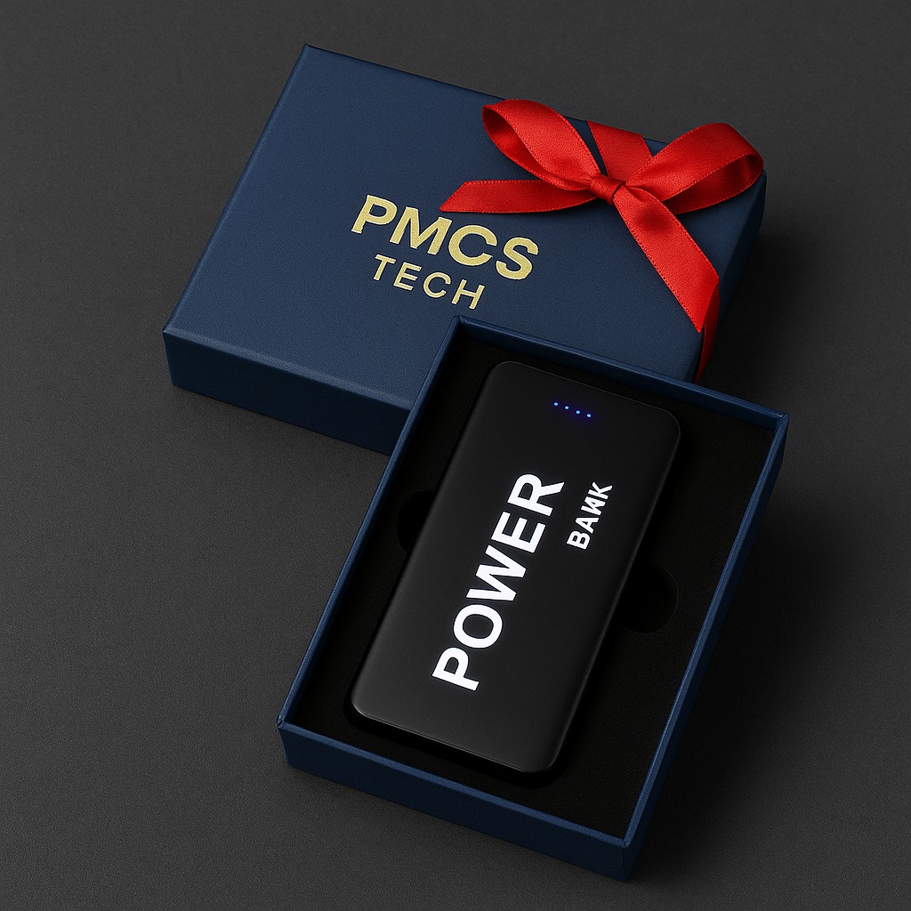 Hộp quà tặng công nghệ hot Trending - pin sạc dự phòng mini - Logo Led phát sáng khi sử dụng