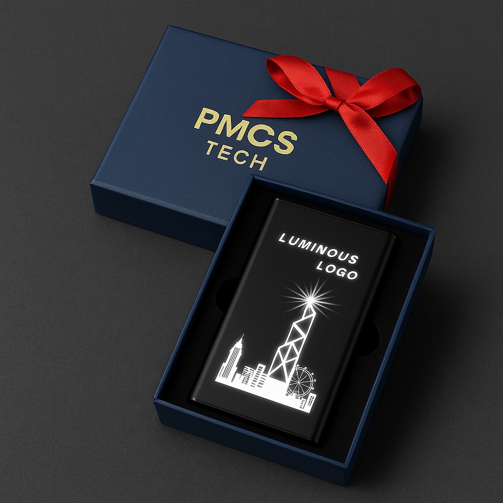 Hộp quà tặng công nghệ hot Trending - pin sạc dự phòng mini - Logo Led phát sáng khi sử dụng
