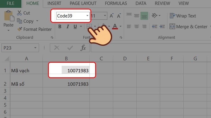 Cách tạo mã vạch trong Excel bằng font