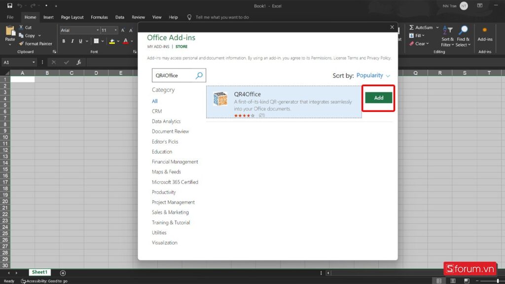 tạo mã vạch trong excel